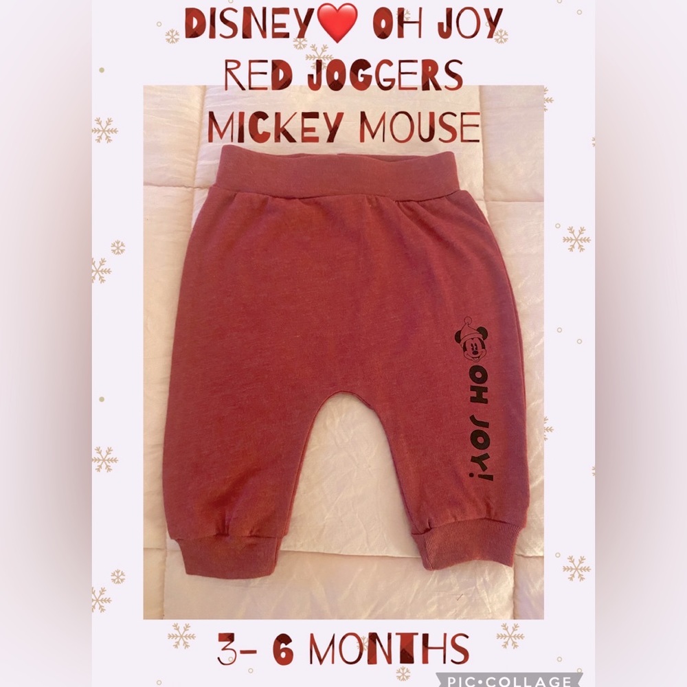 Disney OH JOY Mickey Mouse red joggers❤️3-6 months like new